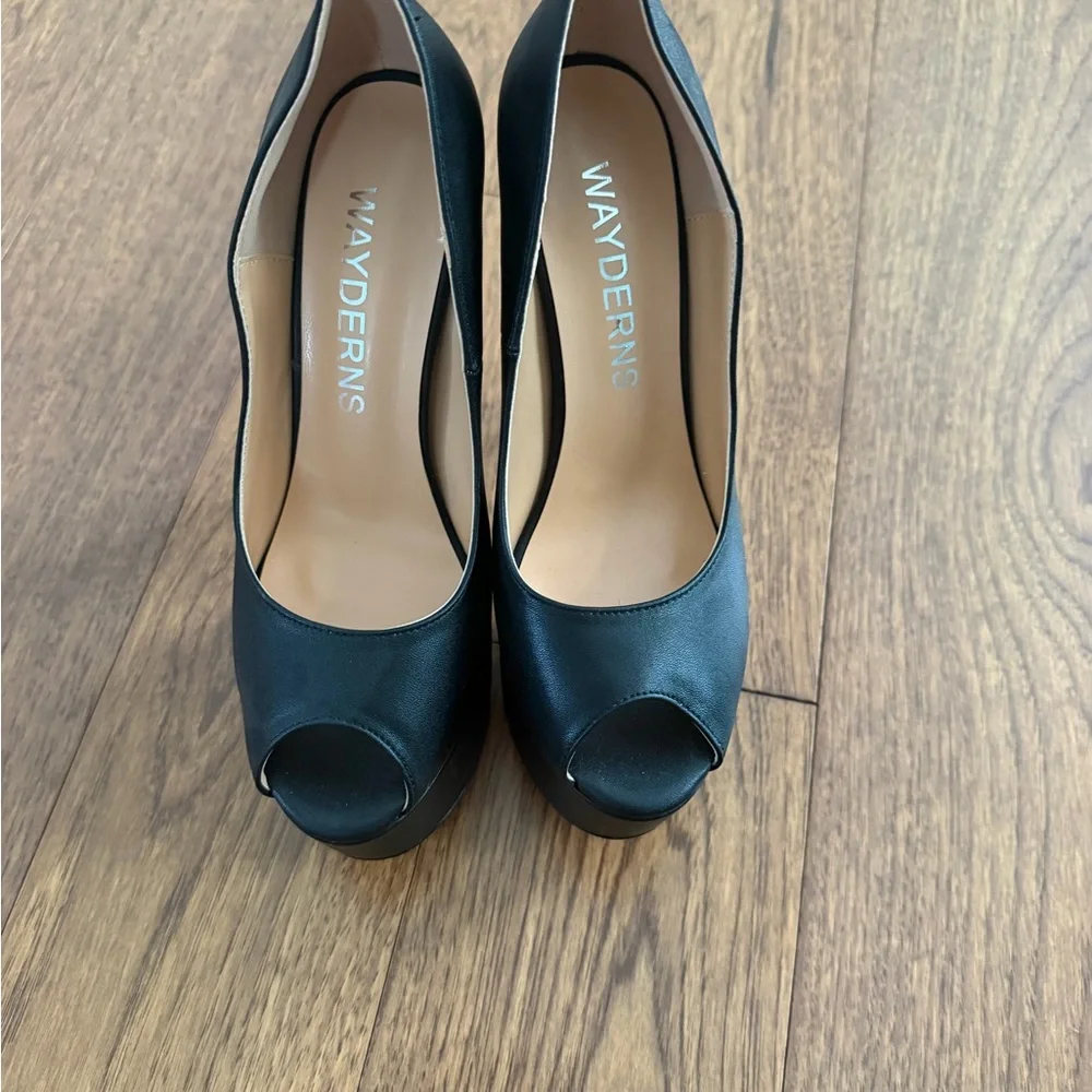 Classic Black Peep-Toe Platform Pumps